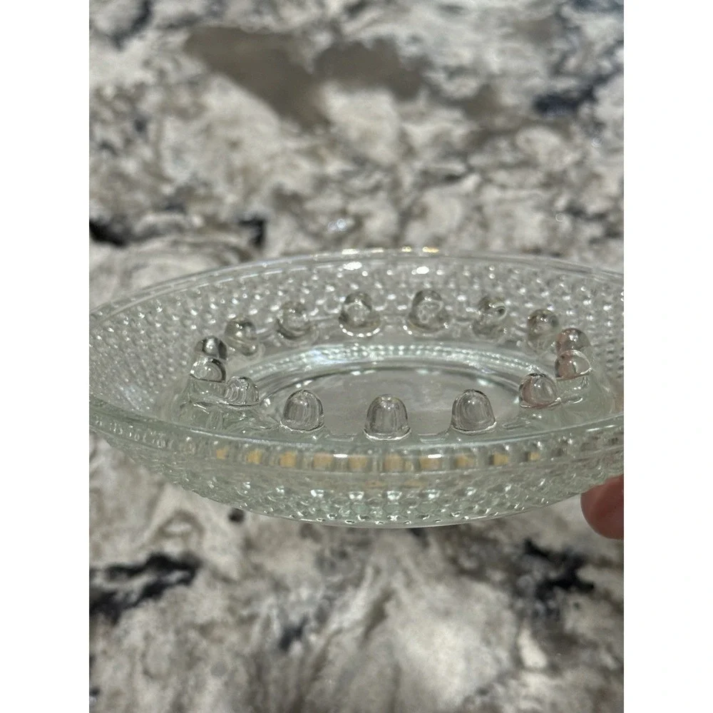 Vintage Round Clear Glass Hobnail Ashtray or Trinket Jewelry Holder 5